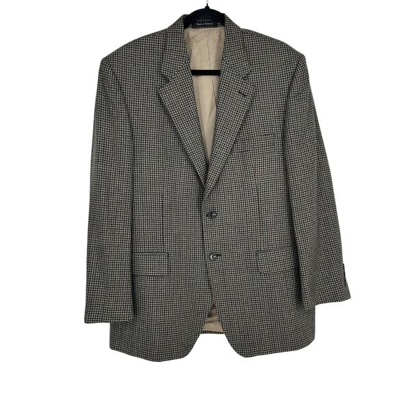 Chaps Men’s 42R Lambswool Sport Coat Blazer 2 buttons Houndstooth Jacket Preppy - Picture 1 of 13